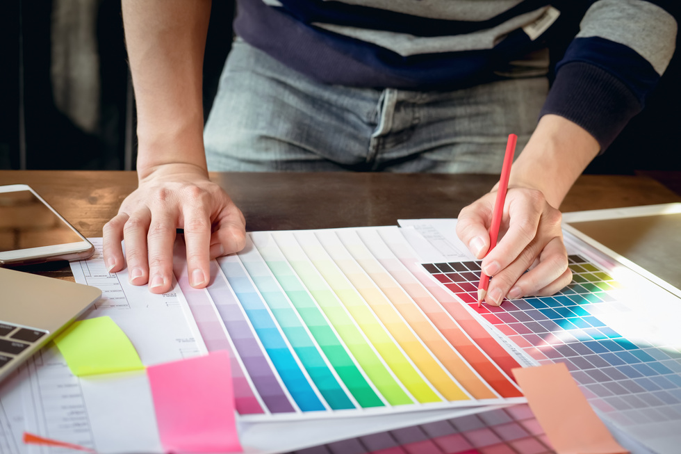 Interior Designer Working with Color Palettes 